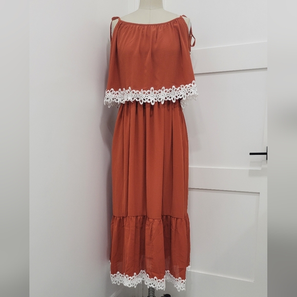 Dresses & Skirts - Fashion Women's Spaghetti Straps Maxi/ Midi Brick Red A-line Dress Size XL Boho